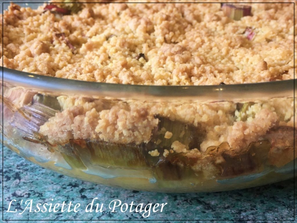 Crumble pomme rhubarbe après cuisson